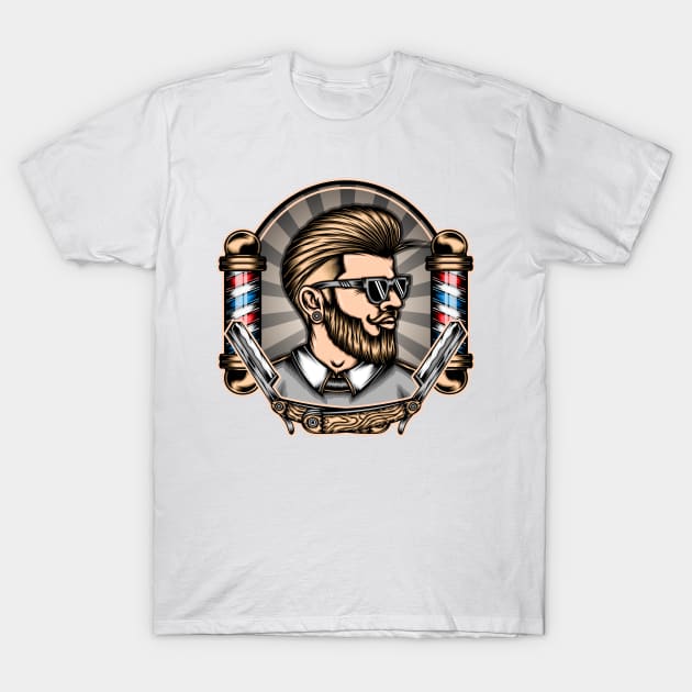 Hipster barber shop vector T-Shirt by WODEXZ